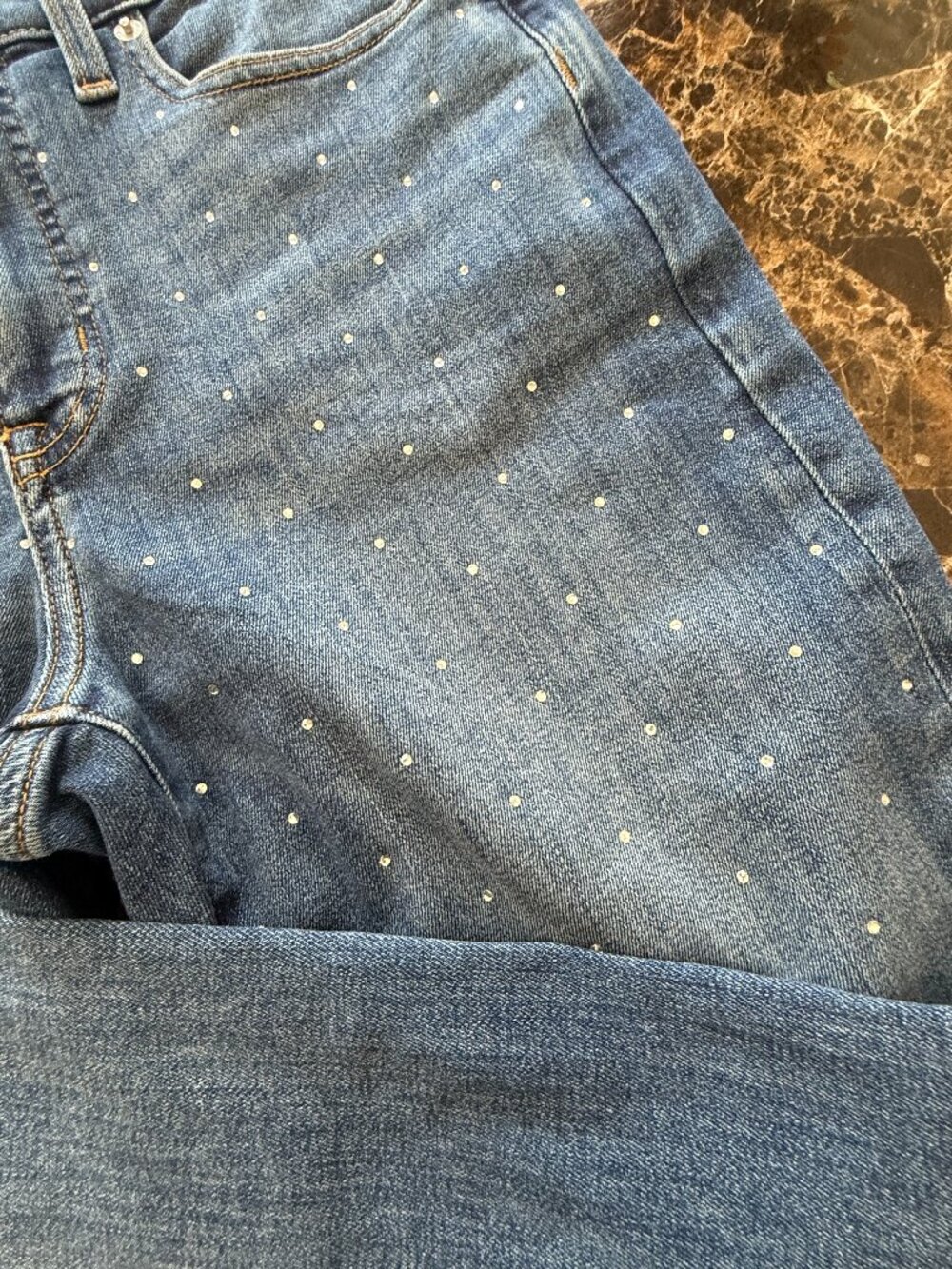 J Crew Rhinestone Straight Jeans Y2K Clean Girl Coquette Preppy SZ27 3579